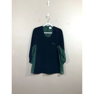 CAbi Womens Get Together Sweater Shirt S Green Black Style 3520 Coastal Boho